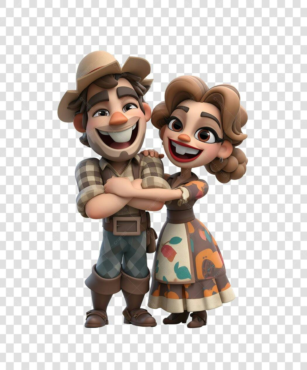 Banner casal agricultor PNG com fundo transparente