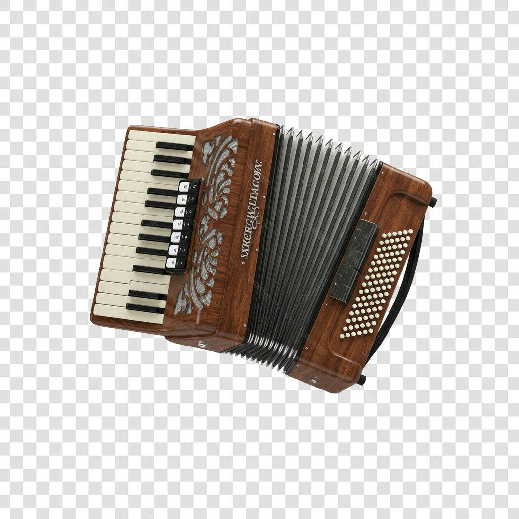 Mockup Acordeon Madeira PNG com fundo transparente