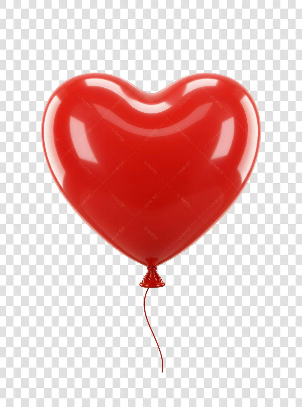 Balão em formato de coração vermelho PNG com fundo transparente