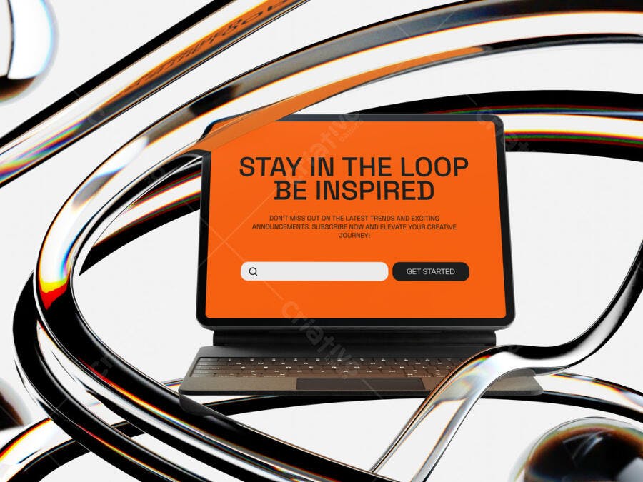 Mockup Moderno de Notebook com Tela Laranja