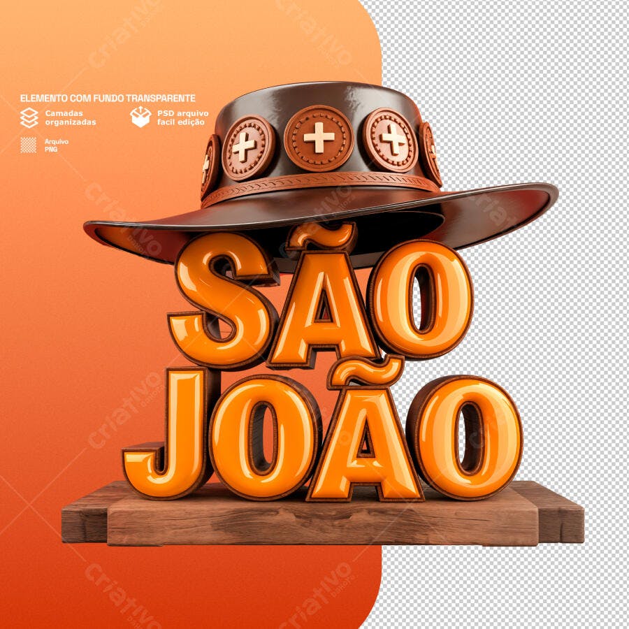 PSD Festa Junina com Chapéu de Palha Editável