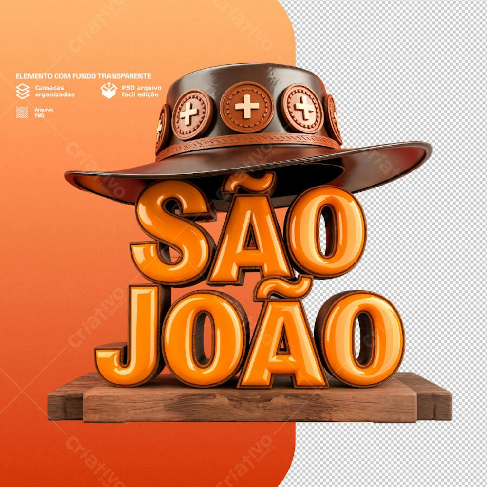 Selo 3D para composição de São Joao PSD 2