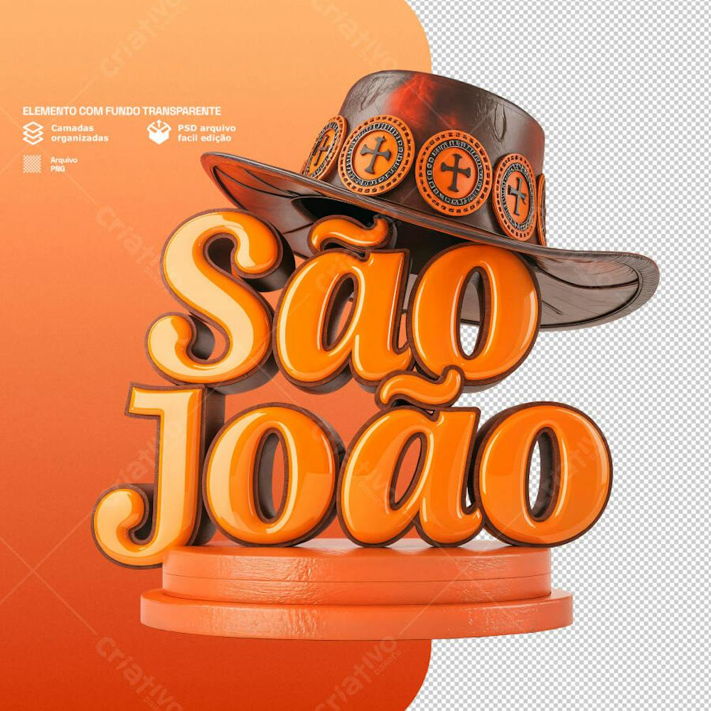 Selo 3D para composição de São Joao PSD