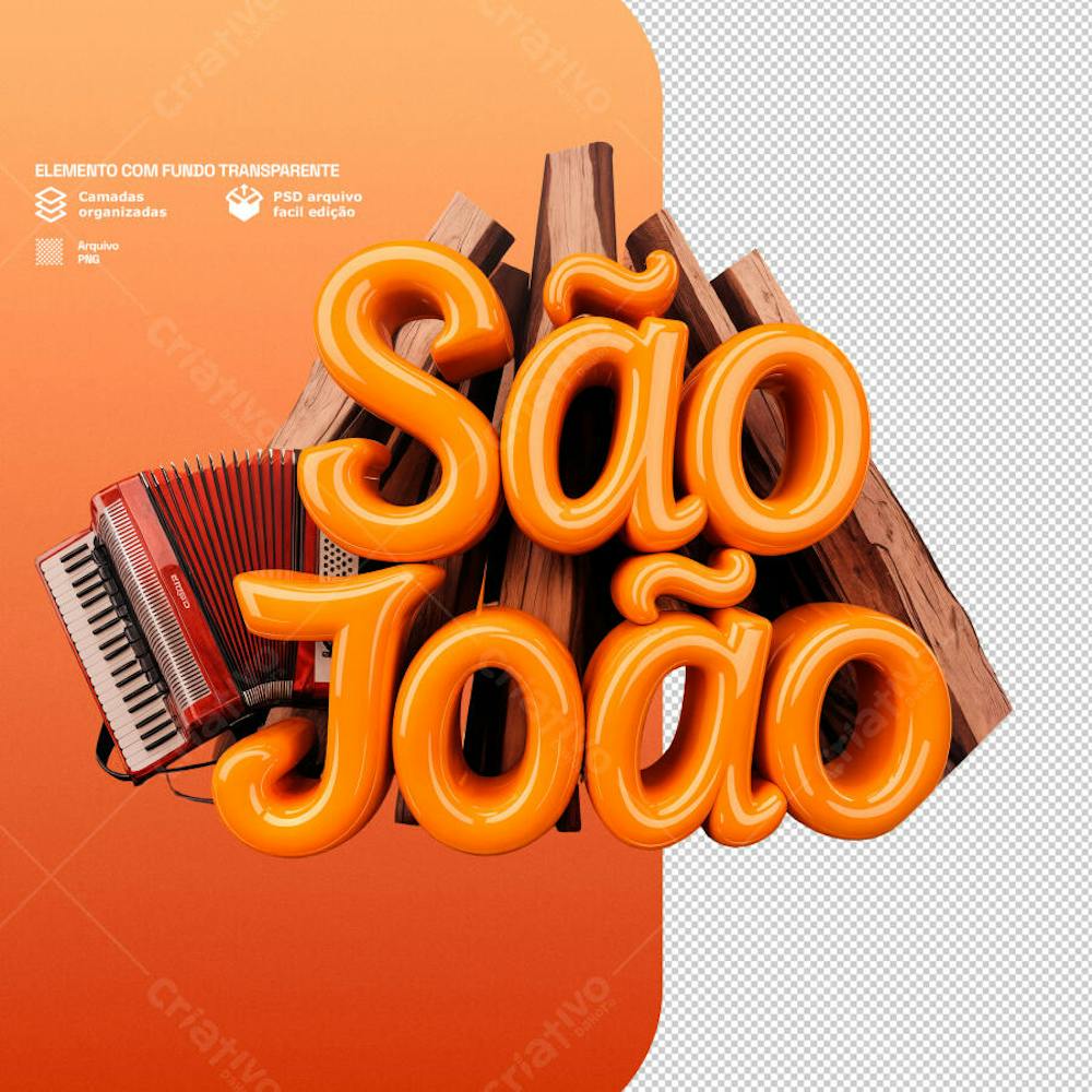 Selo 3D para composição de São Joao PSD 3