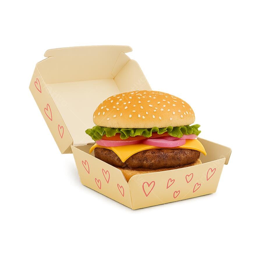 Mockup Hambúrguer Caixa PNG com fundo transparente