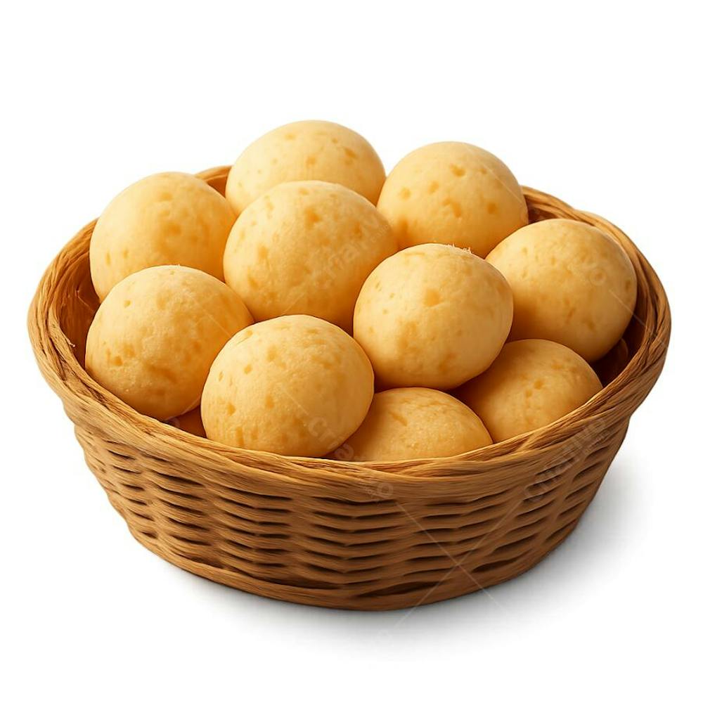 Cesta com pão de queijo 3d IA