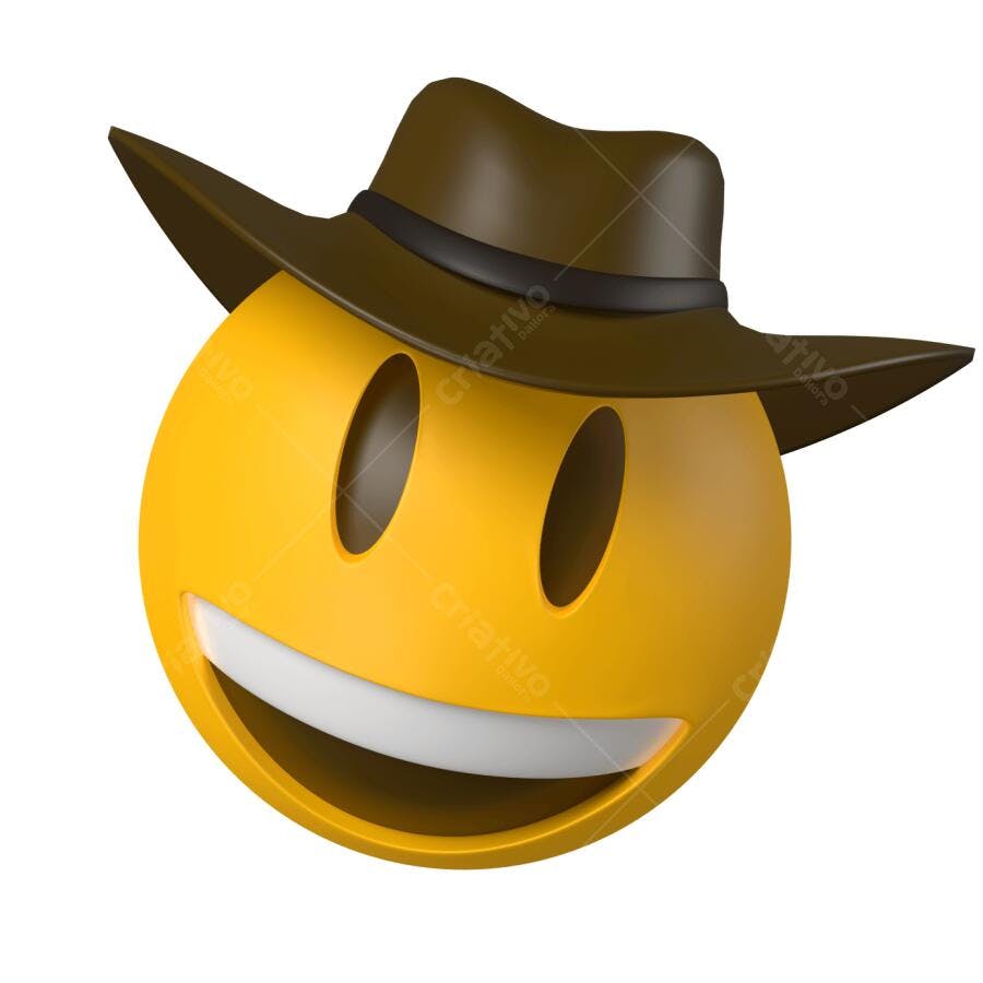Emoji Emoticon Sorrindo com Chapeu PNG com fundo transparente