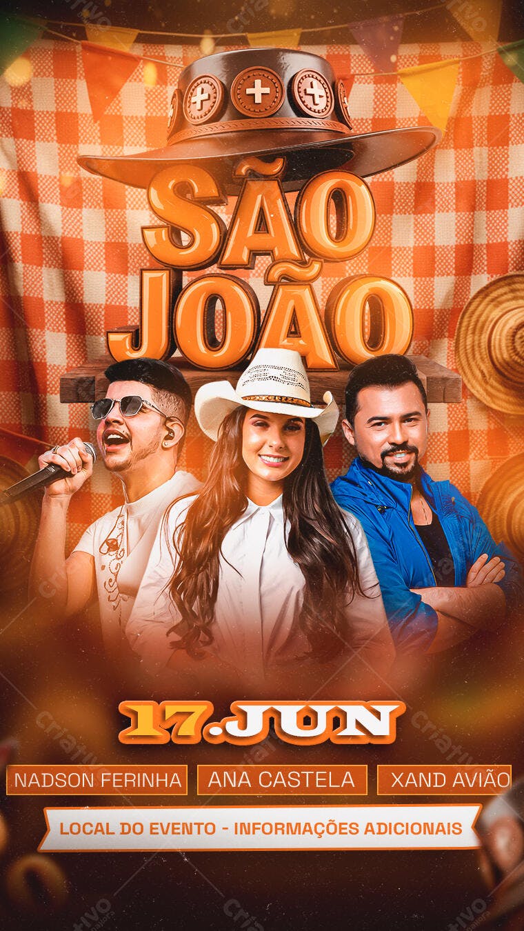 Flyer Festa Junina 17 de Junho PSD Editável