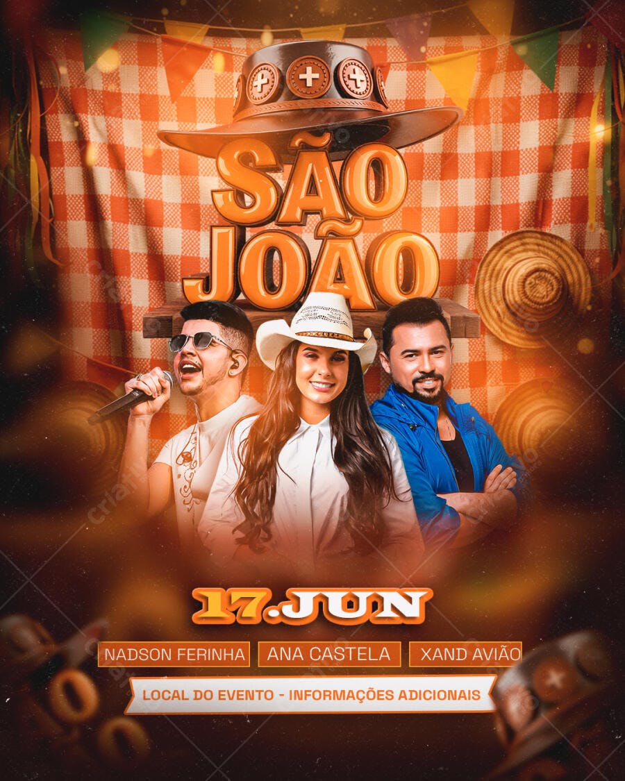 Flyer Festa Junina 17 de Junho PSD Editável