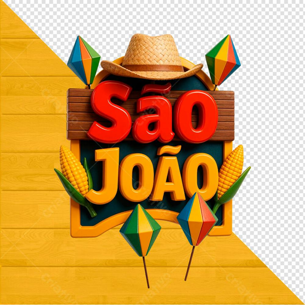 SELO 3D SÃO JOÃO SEM FUNDO PNG TRANSPARENTE 02
