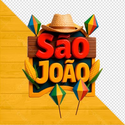 SELO 3D SÃO JOÃO SEM FUNDO PNG TRANSPARENTE 02