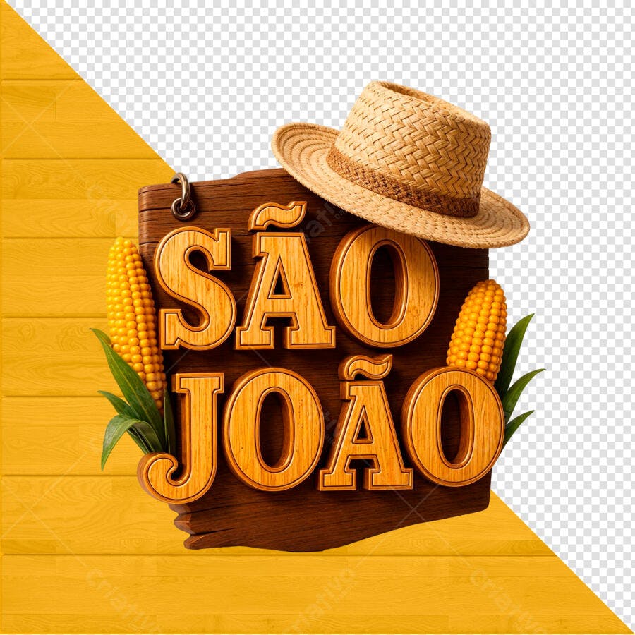 Selo 3D Festa Junina Madeira e Milho