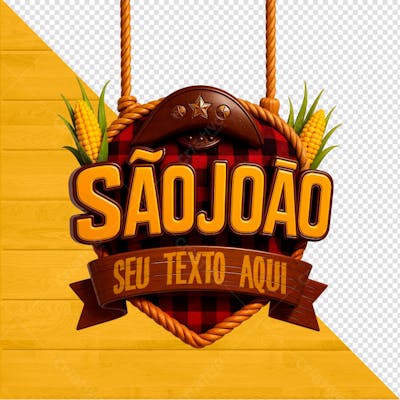 SELO 3D SÃO JOÃO SEM FUNDO PNG TRANSPARENTE 03