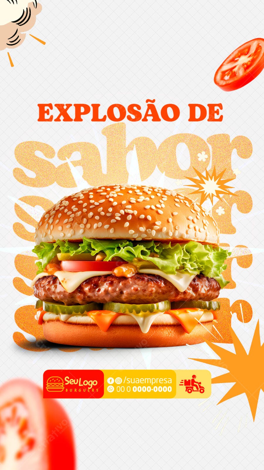Flyer para Lançamento de Hambúrguer PSD Editável