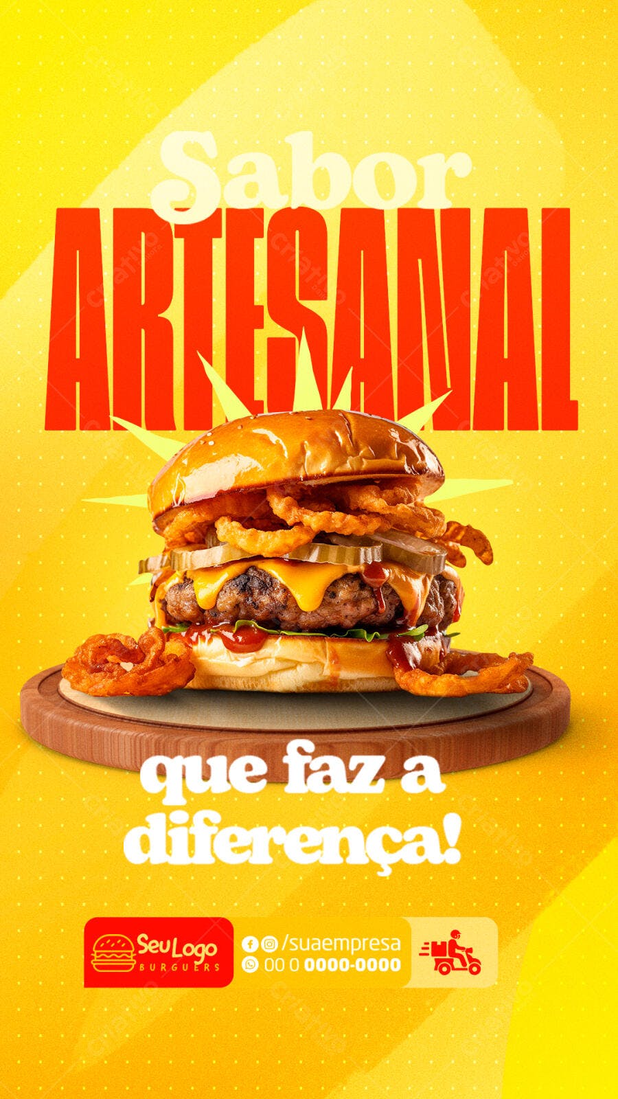 Flyer para Lançamento de Hambúrguer Artesanal PSD Editável