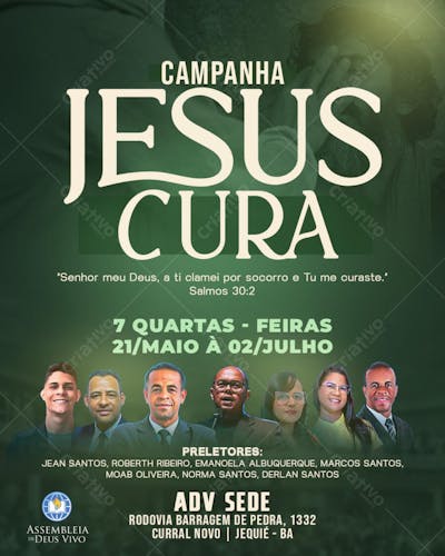 CULTO DE CAMPANHA TEMA JESUS CURA
