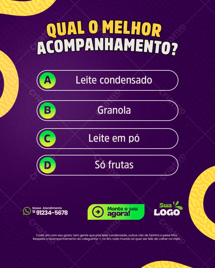 Flyer Enquete Qual o Melhor Acompanhamento PSD Editável