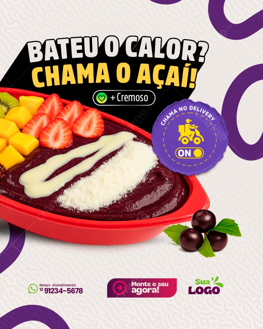 Flyer Açaí Verão PSD Editável
