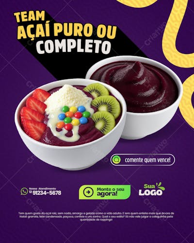 Team açai puro ou completo