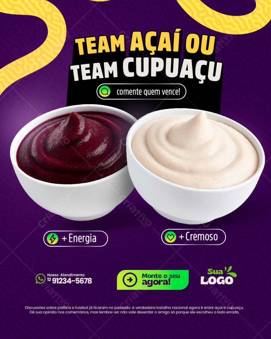 Postagem Redes Sociais Açaí x Cupuaçu PSD Editável