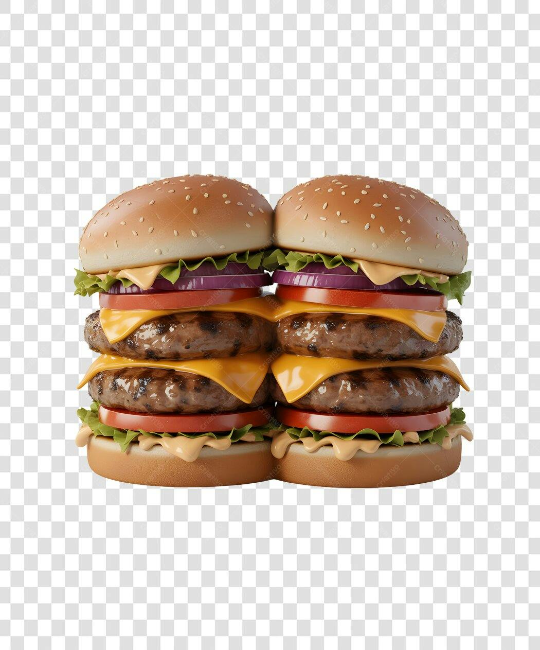 Banner hambúrguer duplo PNG com fundo transparente