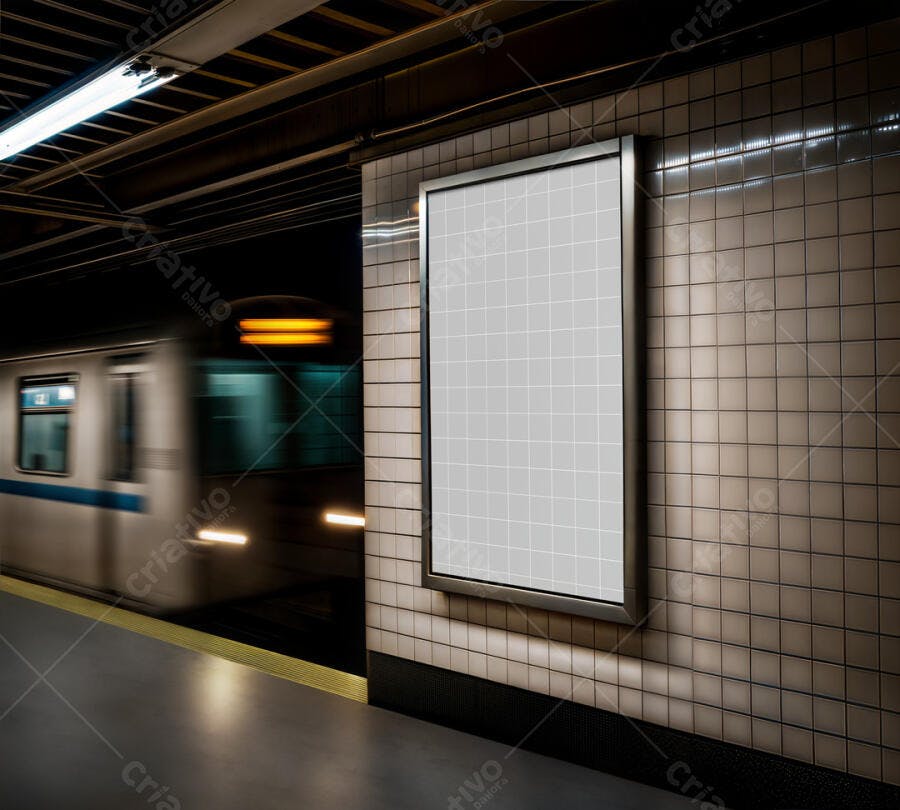 Mockup de Anúncio Metrô: Realista em Tons Marrons