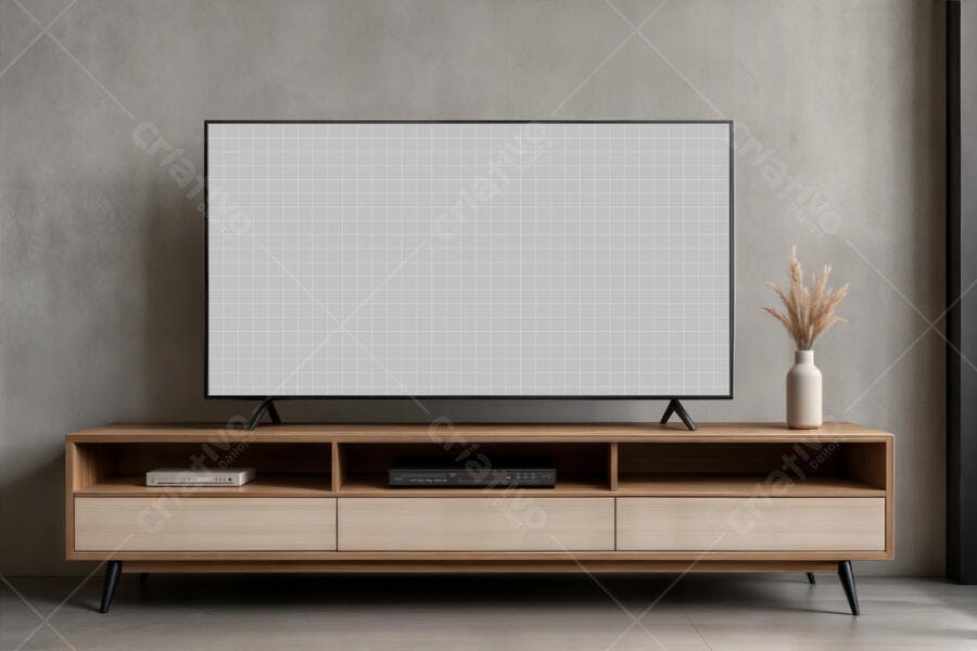 Mockup de Smart TV Moderna em Sala de Estar Minimalista