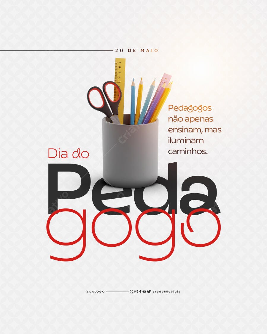 Post para o Dia do Pedagogo PSD Editável