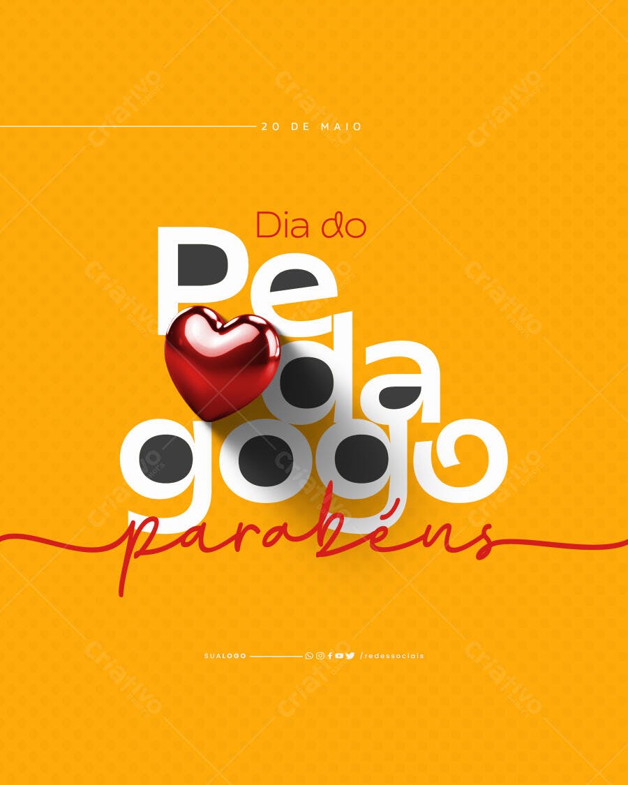 Flyer Dia do Pedagogo 20 de Maio PSD Editável