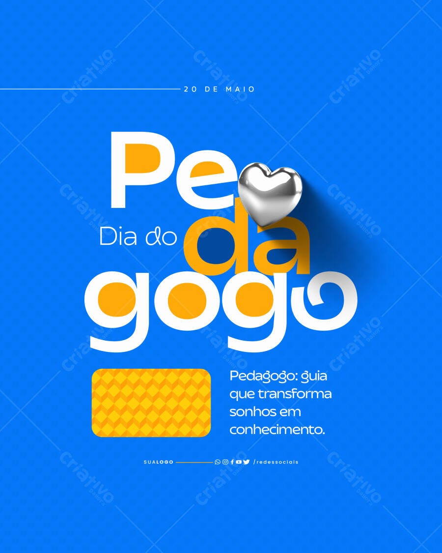 Post para o Dia do Pedagogo PSD Editável