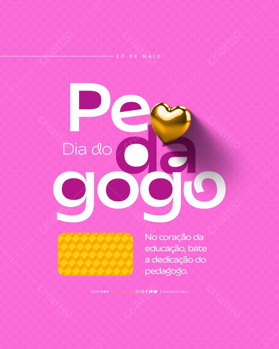 Post para Dia do Pedagogo PSD Editável