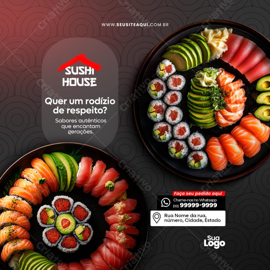 Cardápio de Sushi para Restaurante PSD Editável