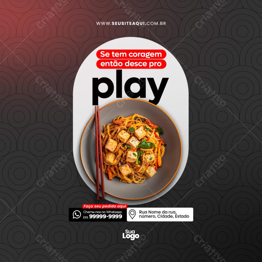 Postagem Instagram Restaurante Asiático PSD Editável