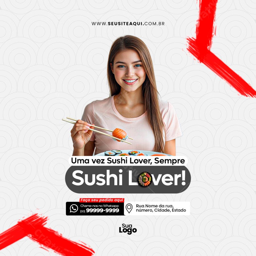 Postagem para Redes Sociais Sushi PSD Editável