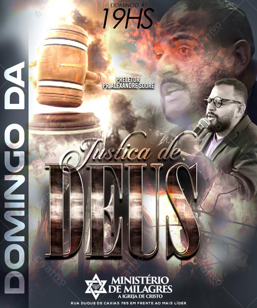 Flyer para Evento Religioso Domingo às 19h PSD Editável