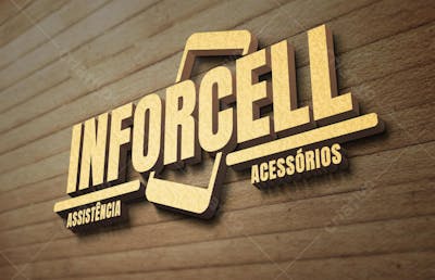 Assistencia 3d wood logo mockup