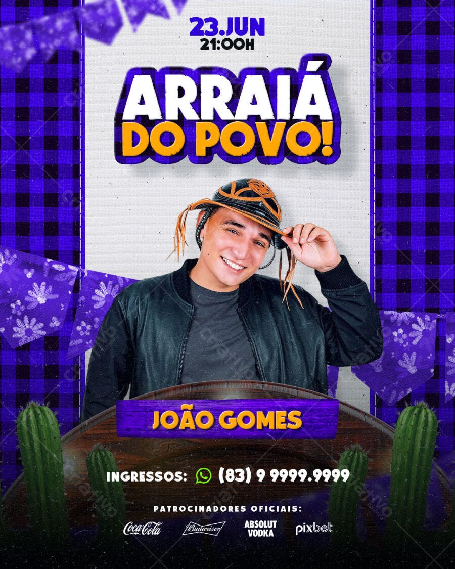 Flyer Festa Junina com João Gomes PSD Editável