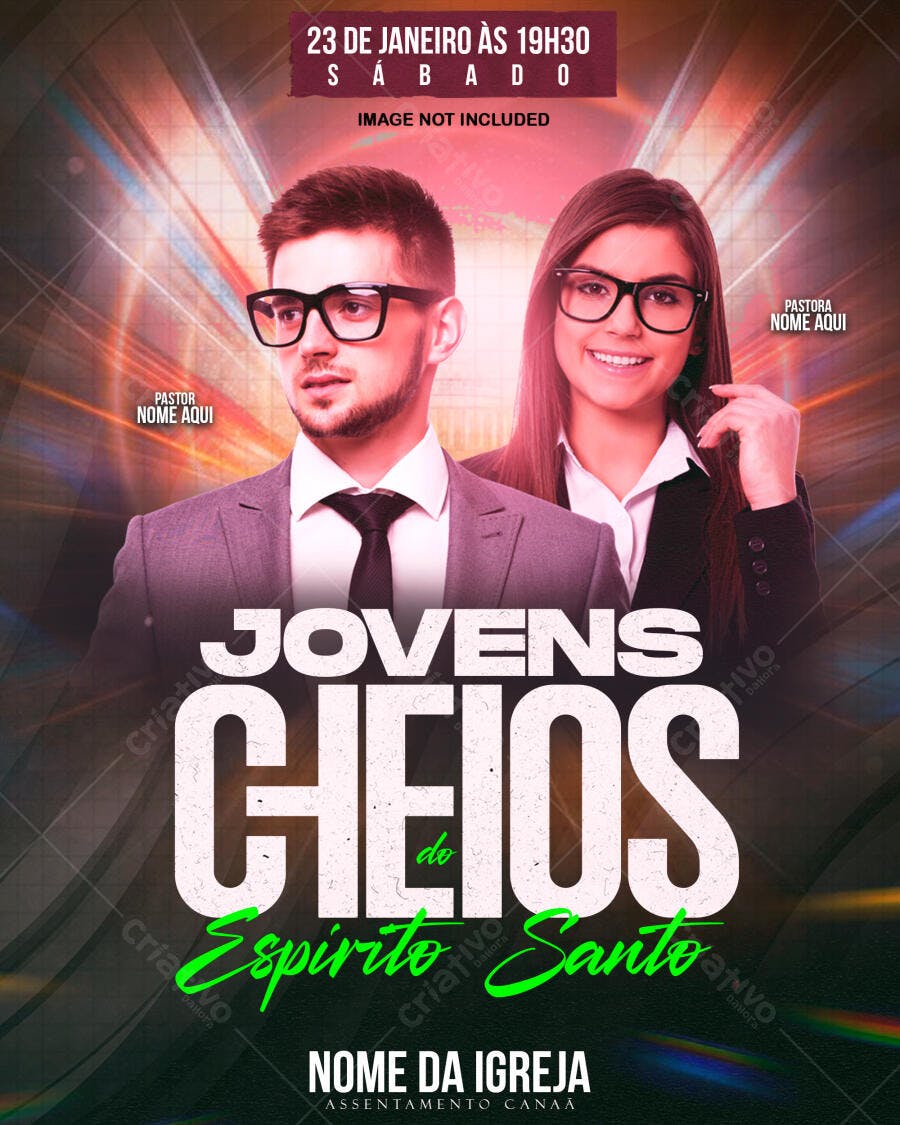 Flyer para Evento Jovem Cheio do Espírito Santo PSD Editável
