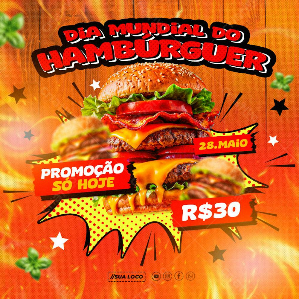 DIA MUNDIAL DO HAMBÚRGUER 28 de MAIO REDES SOCIAIS