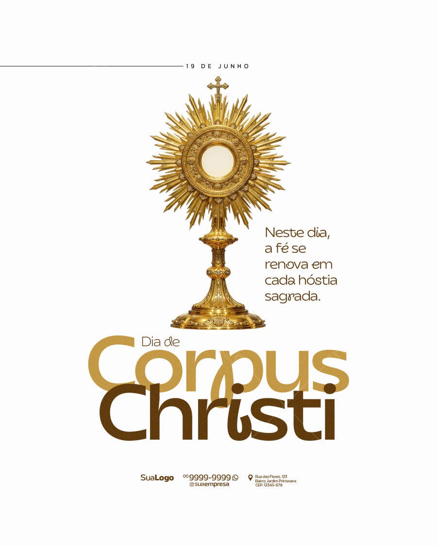 Flyer Dia de Corpus Christi 19 de Junho PSD Editável