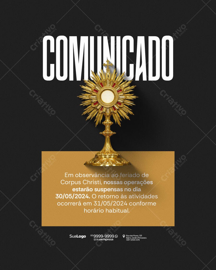 Comunicado Corpus Christi PSD Editável