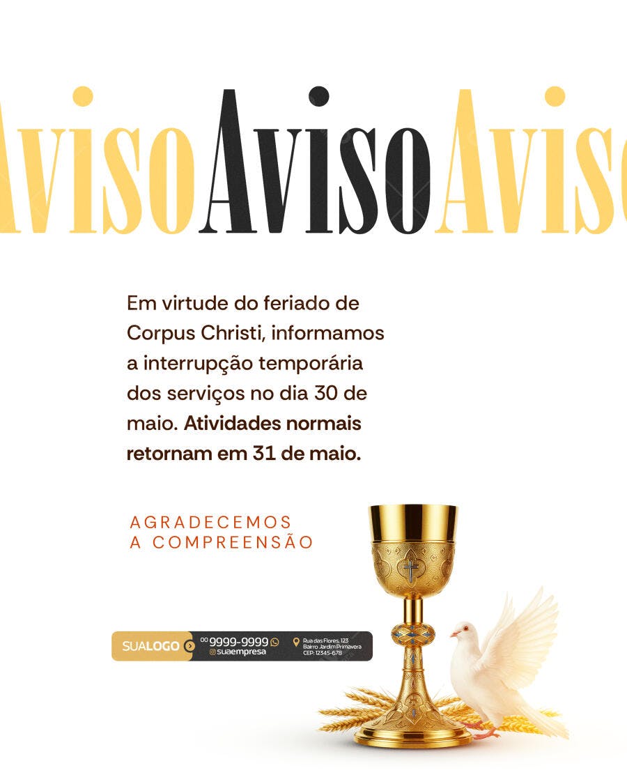Aviso Corpus Christi PSD Editável