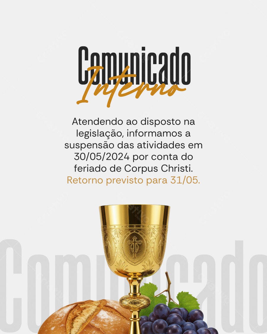 Comunicado Interno Corpus Christi PSD Editável