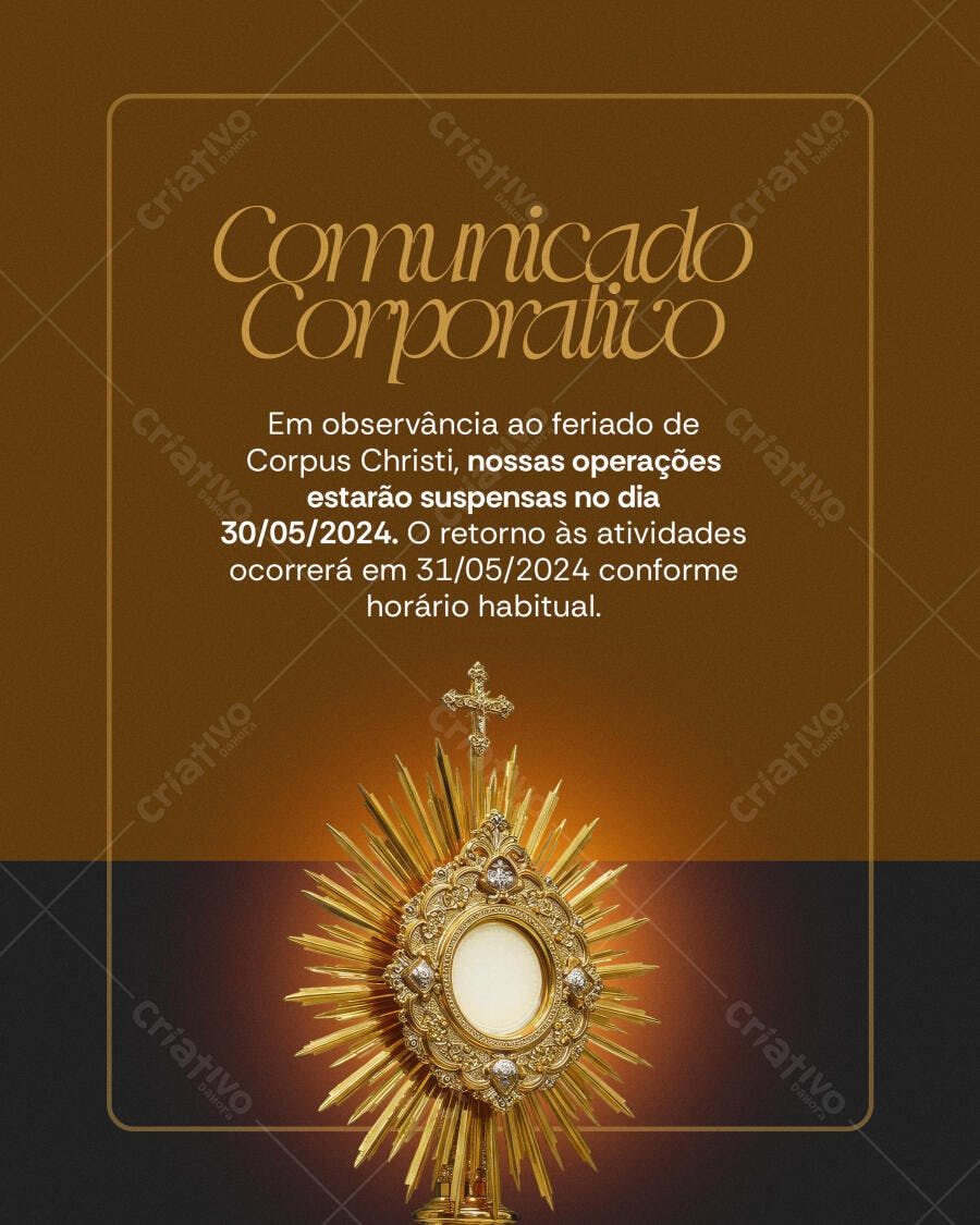 Comunicado Corporativo Corpus Christi PSD Editável