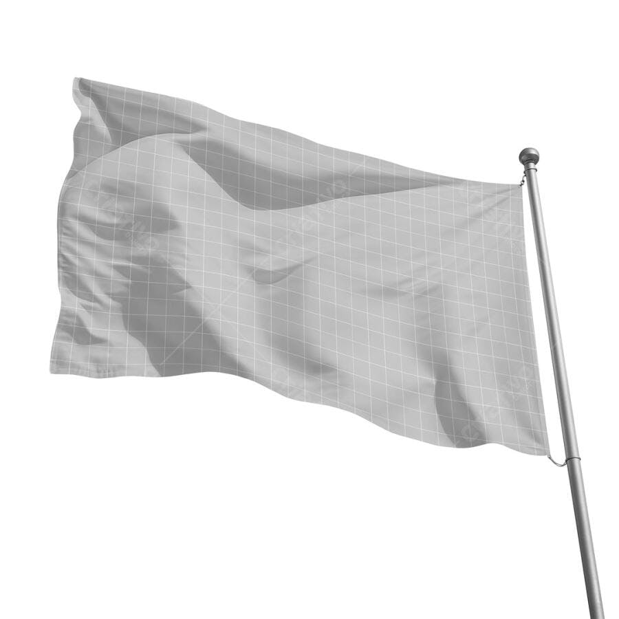 Mockup de Bandeira Cinza Esvoaçante - Modelo Realista