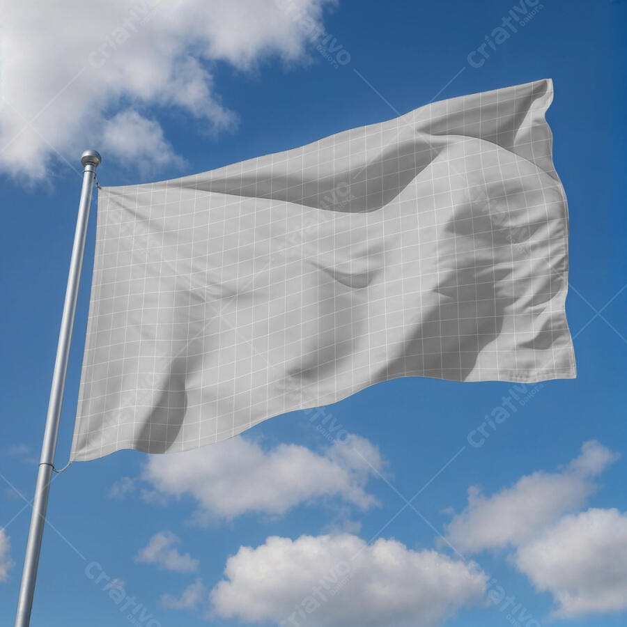 Mockup de Bandeira Cinza em Dia Ensolarado