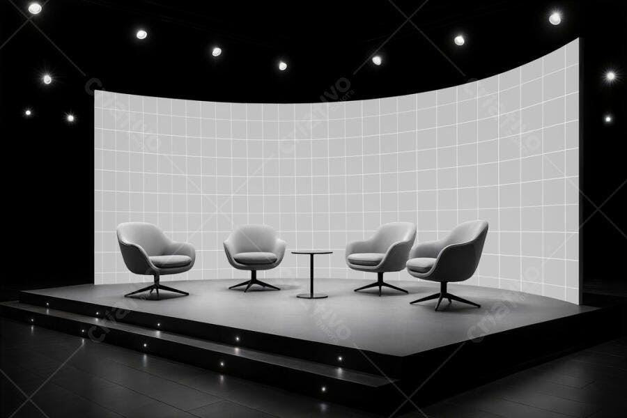 Mockup de Palco Moderno com Cadeiras Cinza