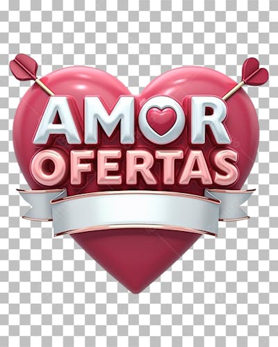 SELO 3D DIA DOS NAMORADOS PSD EDITÁVEL