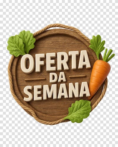 Selo Rústico 3D Oferta da Semana Fundo Transparente