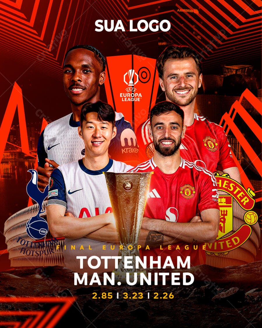 Flyer Final Tottenham x Man. United PSD Editável